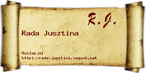 Rada Jusztina névjegykártya